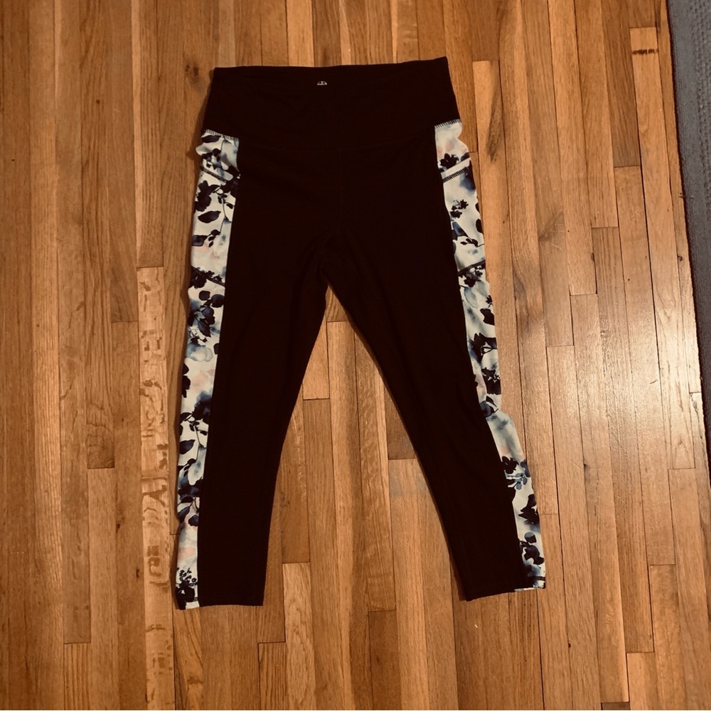 Black Leggings with Floral Side Panels